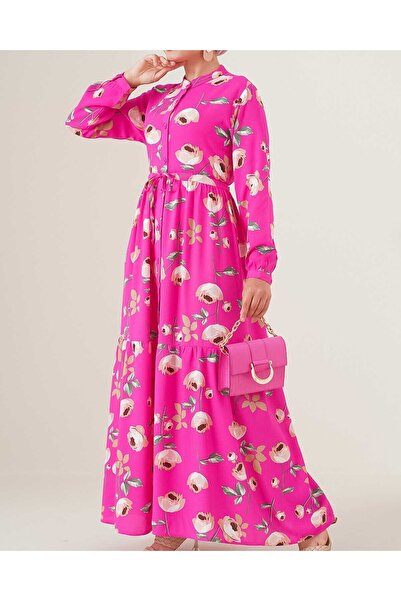 Modamorfo 2144 Φόρεμα Χακίμ Γιακά Τεσεττούρ - A.Fuşya