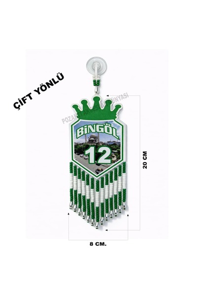 pozantiaksesuardunyasi Car Mirror Ornament Beaded Plexiglass 12 Bingöl 2-Way