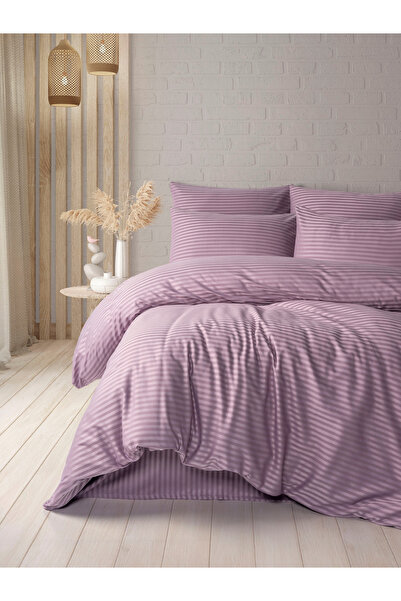 Madame Cotton طقم غطاء لحاف مزدوج من القطن الساتان مع ملاءة مطاطية (93 خيطًا ...