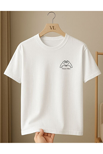 VİVA LORA Printed Forever Love Unisex Cotton Oversize T-Shirt
