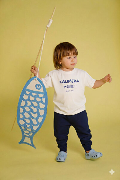 Monila Erkek Çocuk Lacivert Baskılı Pamuklu Jogger Pantolonlu Alt Üst Takım