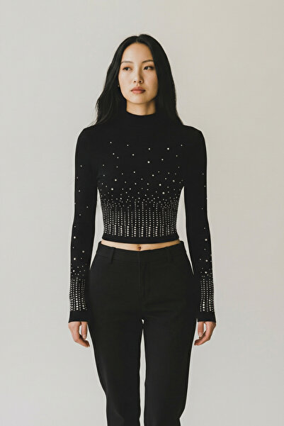 DIANNA Kadın Serpme Taş Ribana Bluz