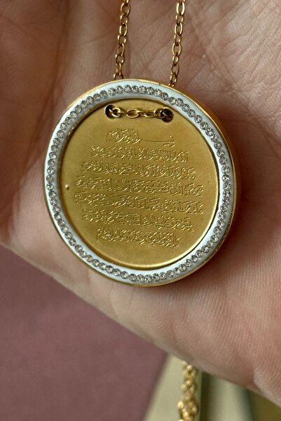 Trendy Butik قلادة من الفولاذ المحيط بحجر الزركون المزدوج