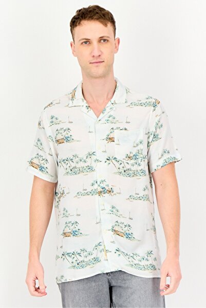 Chaps Men Regular Fit Allover Print Short Sleeve Shirt, Multicolor