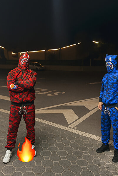 Erzani Kids طقم بدلة رياضية للأطفال من Bape Kamuflaş Premium بقلنسوة وسحاب كا...