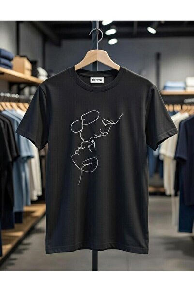 playwear PLAY WEAR Tricou unisex cu imprimeu MINIMAL LOVE COUPLE, cu decolteu...