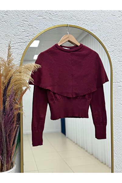 MİHRA STORE Aysel Bolerolu Knitwear Sweater-Bn6898 Claret Red