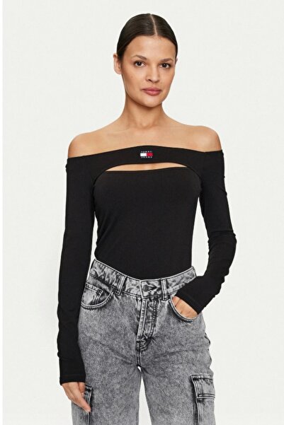 Tommy Jeans Women's blouse with off-the-shoulder neckline and front cutout DW...