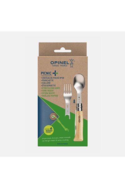 Opinel Picnic Plus Avec N08 Hetre /2 No.8+Kaşık ve Çatal Set
