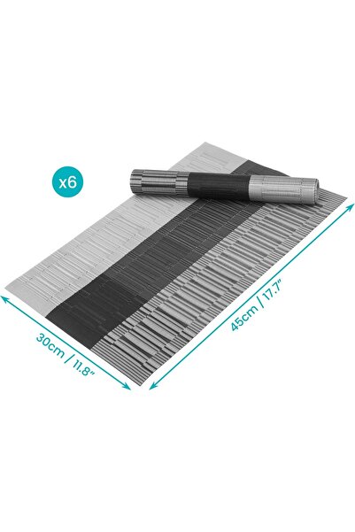 Belle Vous Set of 6 Placemats, PVC, Rectangular, Heat-resistant, Non-slip and...