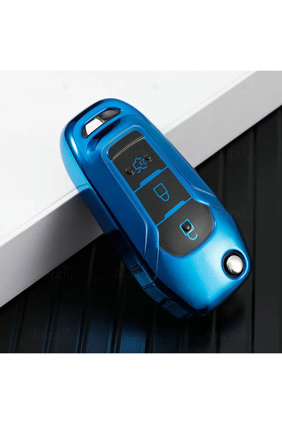 Alazpay غطاء مفتاح من مادة TPU اللامعة لسيارات فورد مونديو وكوجا وفوكس وفييست...