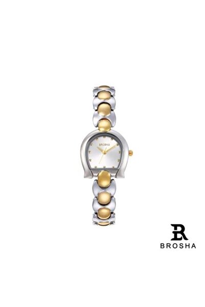 Brosha Women's Silver Gold Watch with White Dial