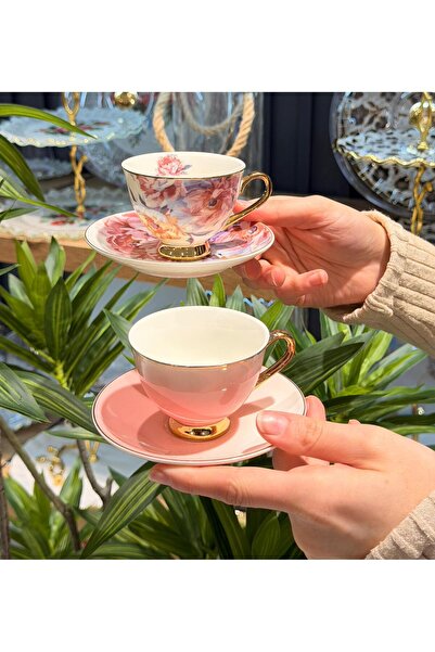 Onedekor Peonia Porcelain Coffee Cup Set for 6 People