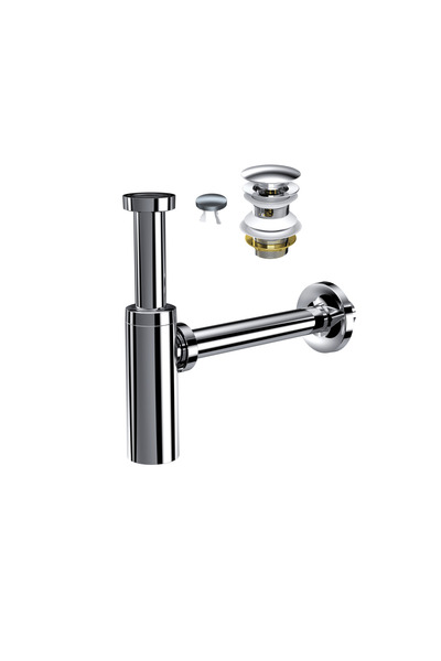 SUERA Moon Ayarlanabilir Lavabo Sifonu + Qualis Pop-Up Set (Krom- Taşma Delikli)