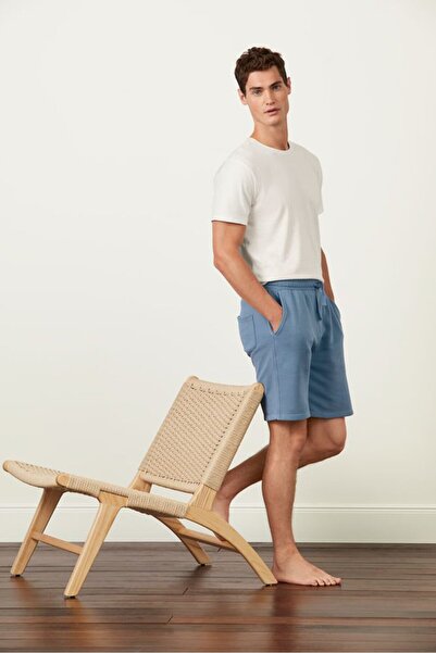 Tchibo Men Drawstring Plain Shorts, Sky Blue