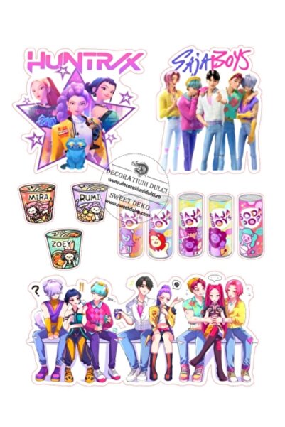 Decoratiuni Dulci Imagine comestibila Huntrix si Saja Boys - Decupat