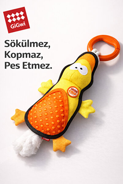 Gigwi Iron Sesli & TPR Halkalı Peluş Ördek - Çekiştirme Oyuncağı
