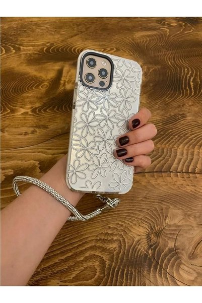 Boncukcu Abla Kristal Taşlı Janjanlı Gümüş Telefon Bilek Askısı Taşlı Bilek T...