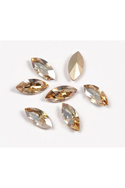 yiğit aksesuar 50 Pieces of Bonded Stone Backed Champagne Gold Shuttle with C...