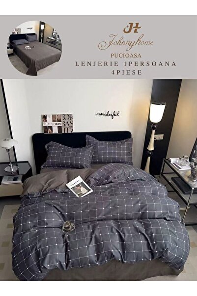 trendyhome Bed Linen 1 Person 4 Pieces, Fine Cotton, Modern Print