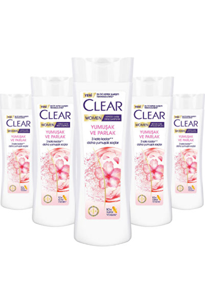 Clear Women's Anti-Dandruff Shampoo Soft and Shiny 350 ml * 5 Pieces