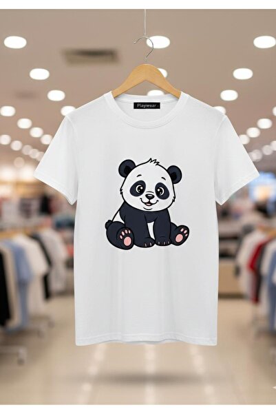 playwear PLAY WEAR Tricou unisex cu imprimeu MINIMAL PANDA, cu decolteu rotund