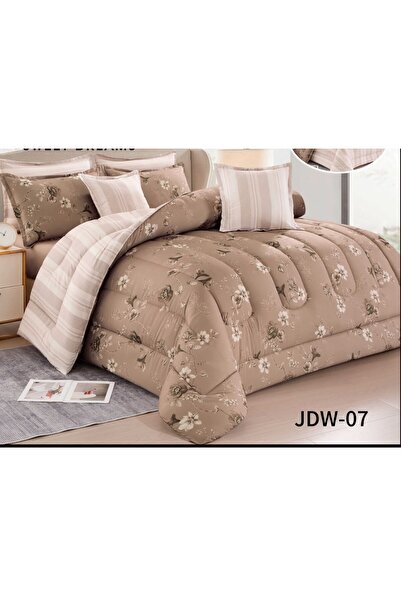 alzawia طقم لحاف مفرش سرير نفر مقلم ومريح وناعم 4 قطع مزدوج منقوش