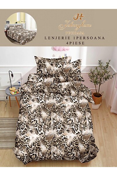 trendyhome Bed Linen 1 Person 4 Pieces, Fine Cotton, Modern Print