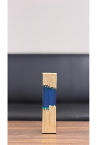 MOSTAFA Wooden table lamp with built-in LED lighting, blue color