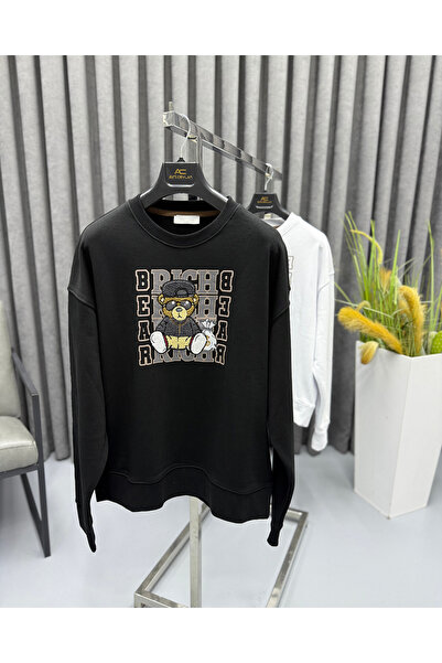 Avni Ceylan Rich Bear Embroidery Detailed 3 Thread Sweatshirt