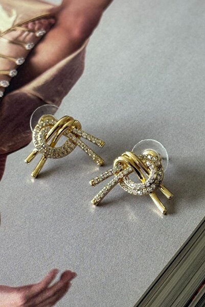 Trendy Butik Vip zircon stone knot earrings