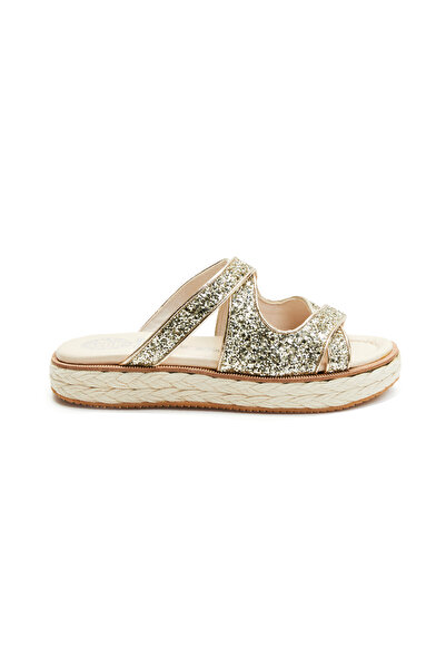 CANES AYAKKABI Kadın Platin Simli Terlik