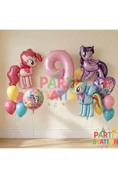 Parti Station My Little Pony Temalı 9 Yaş Balon Seti 14 Parça Doğum Günü Balon