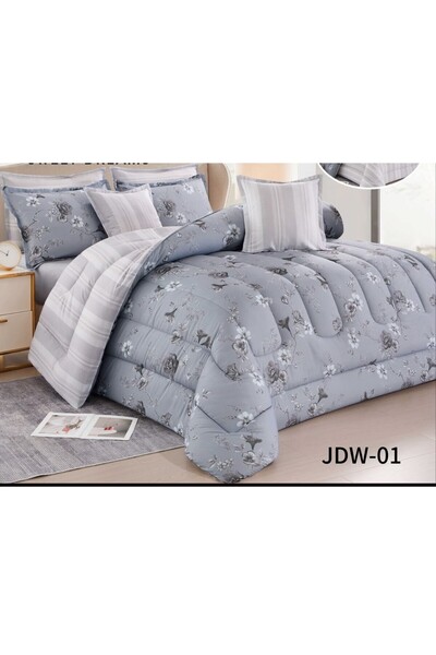 alzawia Single striped comforter and soft 6-piece double patterned duvet cove...