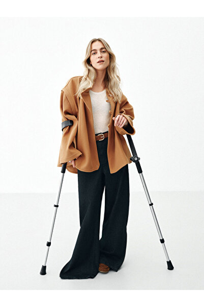 LC Waikiki Women's Cashmere Coat with Detachable Sleeves