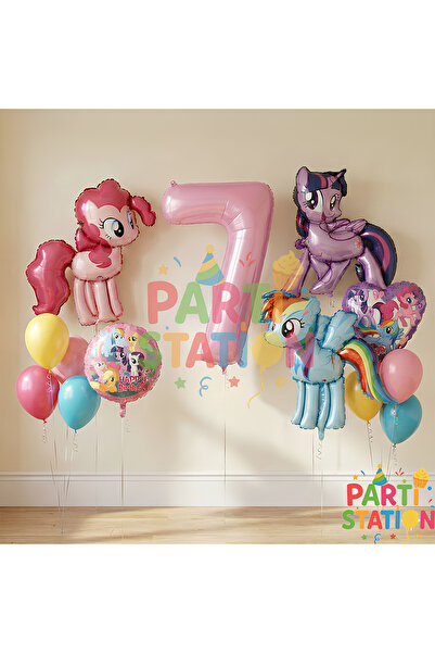 Parti Station My Little Pony Temalı 7 Yaş Balon Seti 14 Parça Doğum Günü Balon