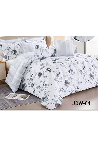 alzawia طقم لحاف مفرش سرير نفر مقلم ومريح وناعم 4 قطع مزدوج منقوش