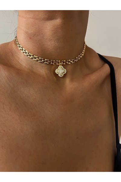 Hoop jewelery Stone-Tipped Braided Chain Choker