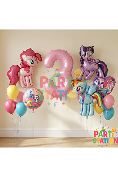 Parti Station My Little Pony Temalı 3 Yaş Balon Seti 14 Parça Doğum Günü Balon