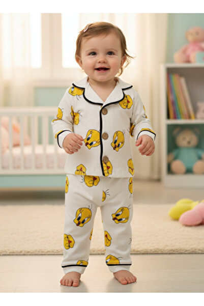 EYMİRGİYİM Cute Twetty Printed Pajama Set for Girls and Boys, Baby 6-9 Months...