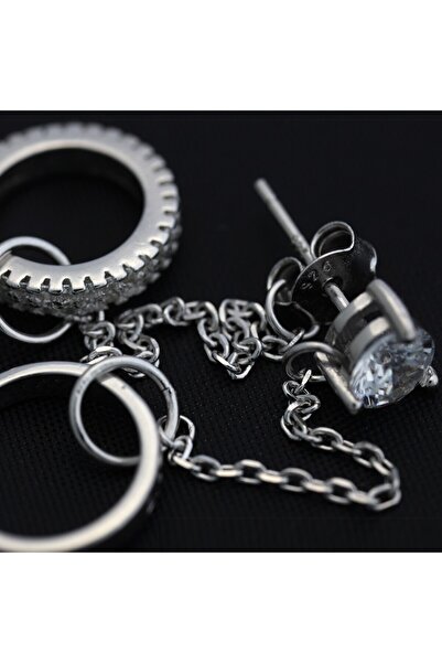 Flippy Μακριά ασημένια σκουλαρίκια 925 με κρίκους και ζιργκόν