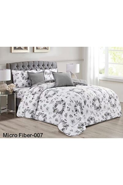 alzawia طقم لحاف مفرش سرير نفر مقلم ومريح وناعم 6 قطع مزدوج منقوش