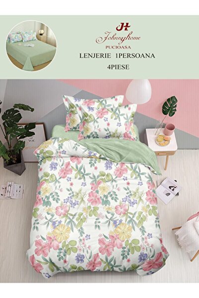 trendyhome Bed Linen 1 Person 4 Pieces, Fine Cotton, Modern Print