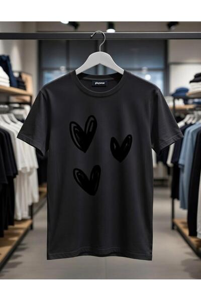 playwear PLAY WEAR Unisex Μπλουζάκι με στάμπα  "3 HEART MINIMAL " και λαιμόκο...