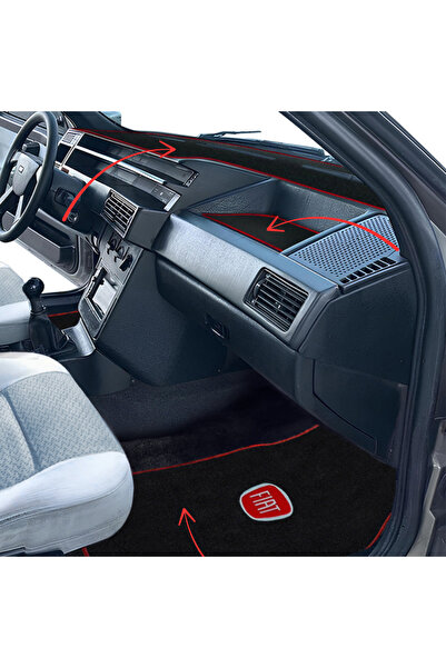 ulustekstil Fiat Tempra Tipo Uyumlu 5 Parça Nakışlı Siyah Oto Halı Paspas Set...