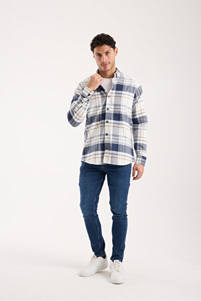 STEEL FABRİC Uzun Kol Teri Emen Pamuklu Flanel Oduncu Kareli Desenli Regular ...