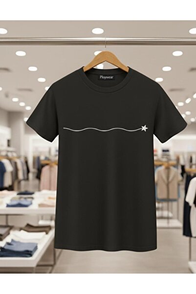 playwear PLAY WEAR Tricou unisex cu imprimeu MINIMAL LINE SMALL STAR, cu deco...