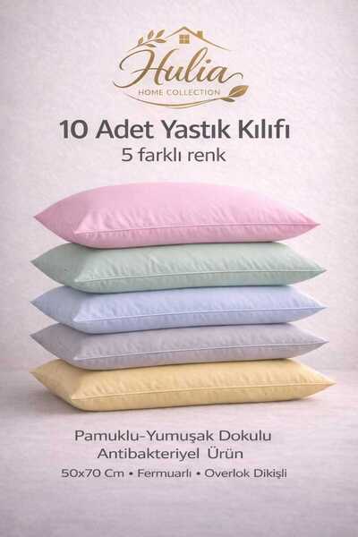 Altıntaş soft Yastık Kılıfı 10 Adet Pamuklu 5 Farklı Renk Yumuşak Doku 50*70 ...