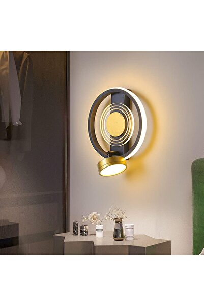 luminastar LED стенна лампа 25W, 1500lm, 20cm, кръгла, черна със златна, студ...