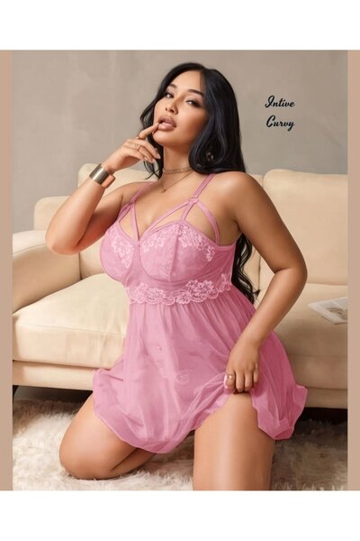 İntive Lingerie Intive Curvy Plus Size Cvetni dezen Čipka kom Proziran Ženska...